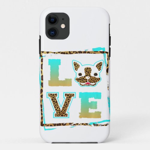 I Love My Boston Terrier Lover Dog Mom Dad Leopard iPhone 11 Case