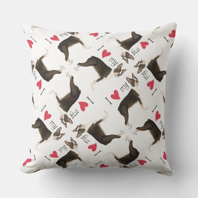 I Love my Boston Terrier Outdoor Pillow (Front)