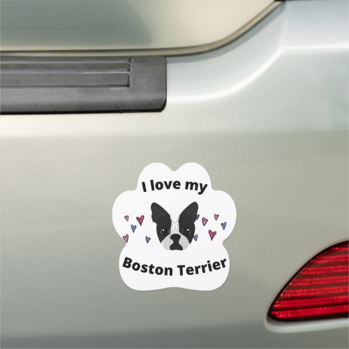 I Love My Boston Terrier Paw car magnet Car Magnet