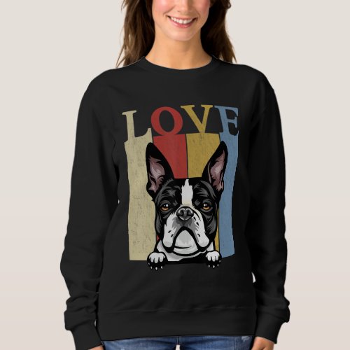 I Love My Boston Terrier Vintage Retro Dog Mom Dad Sweatshirt