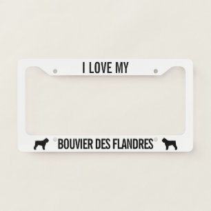 I Love My Bouvier des Flandres   Dog Silhouettes License Plate Frame