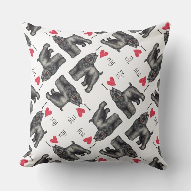I Love my Bouvier Outdoor Pillow (Front)