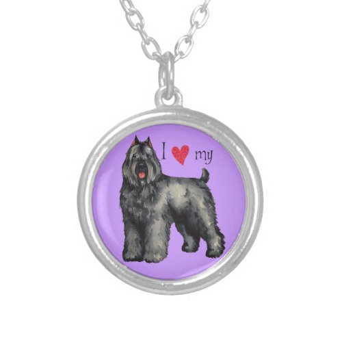 I Love my Bouvier Silver Plated Necklace