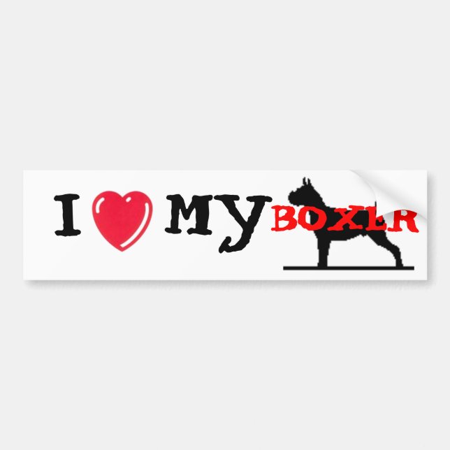 I Love My Boxer Bumper Sticker (Front)
