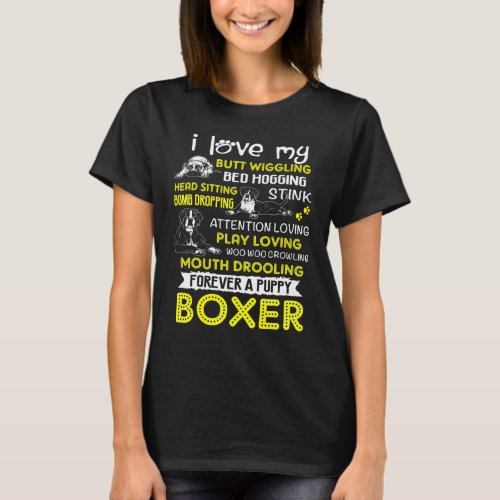 I Love My  Boxer Butt Wiggling  Boxer Dog T_Shirt