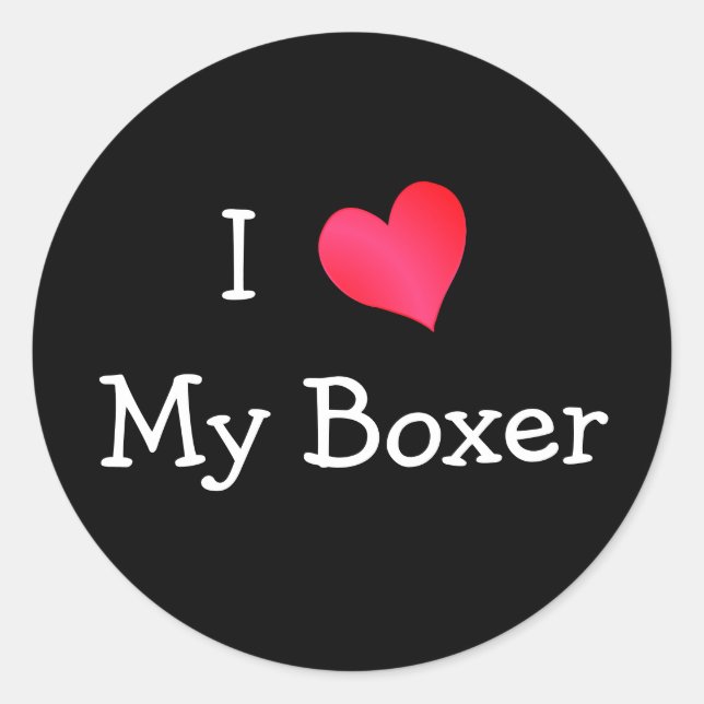 I Love My Boxer Classic Round Sticker (Front)