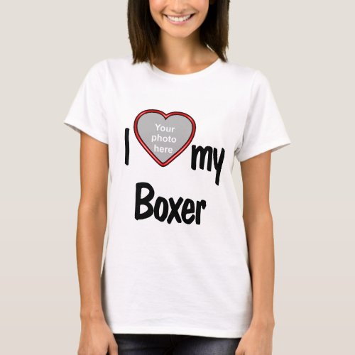 I Love My Boxer Cute Sweet Heart Photo Frame T_Shirt