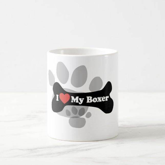 I Love My Boxer - Dog Bone Coffee Mug (Center)