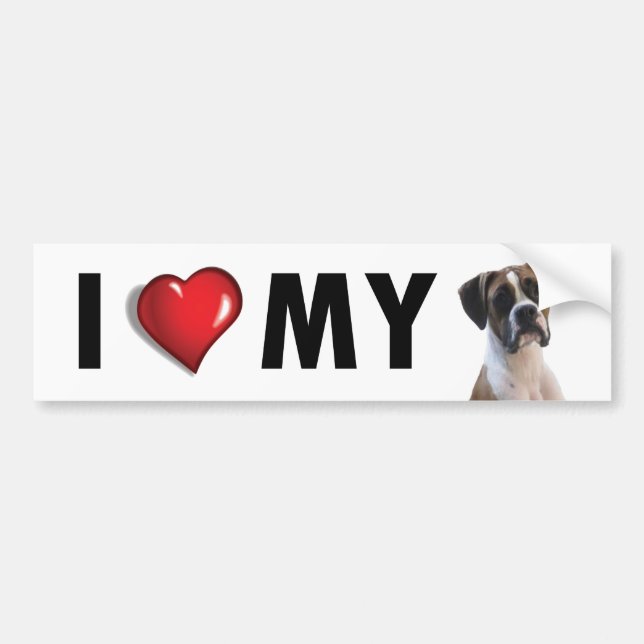 I Love My Boxer Dog Bumper Sticker (Front)