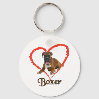 I Love My Boxer Dog Keychain