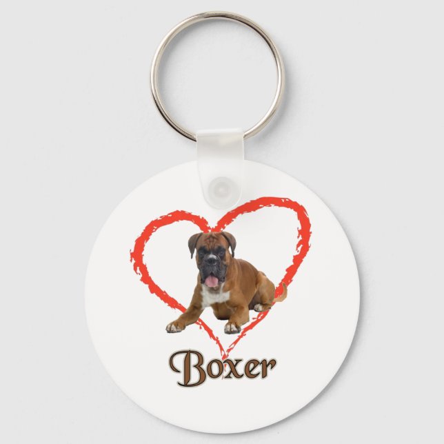I Love My Boxer Dog Keychain (Front)