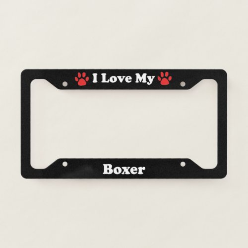 I Love My Boxer Dog License Plate Frame