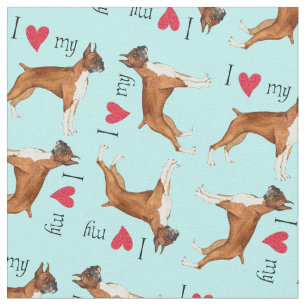 I Love my Boxer Fabric