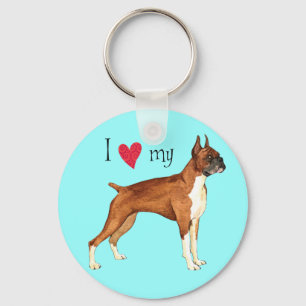 I Love my Boxer Keychain