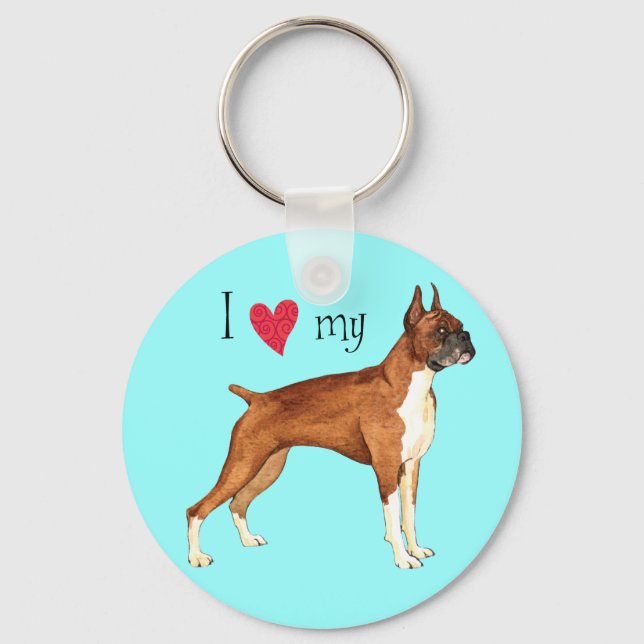 I Love my Boxer Keychain (Front)