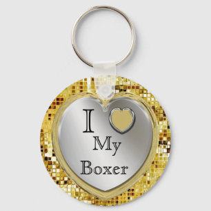 I Love My Boxer Or ? Heart Keychain