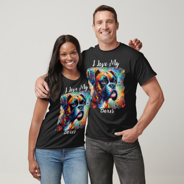 I Love My Boxer Pop Art Dog Painting  T-Shirt (Unisex)