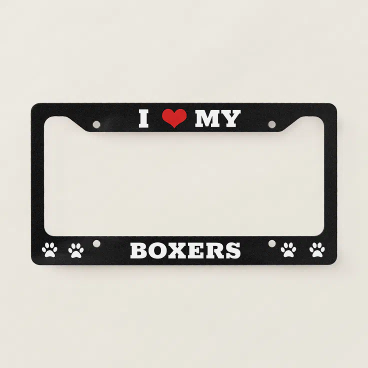 I Love My Boxers, Dog Breed License Plate Frame Zazzle