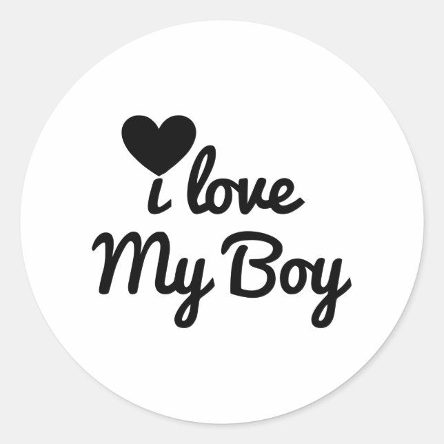 I love my boy classic round sticker (Front)