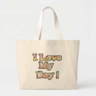 I Love My Boy Design Cool Vintage Collection Text Large Tote Bag