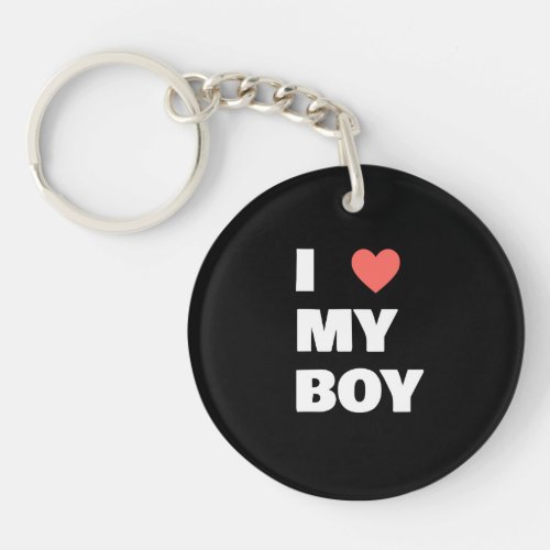 i love my boy keychain