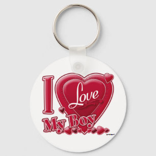 I Love My Boy red - heart Keychain