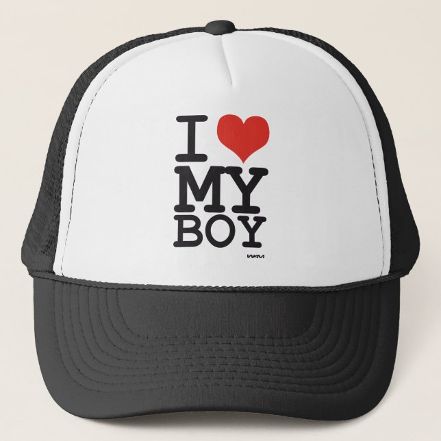 i love my boy trucker hat (Front)