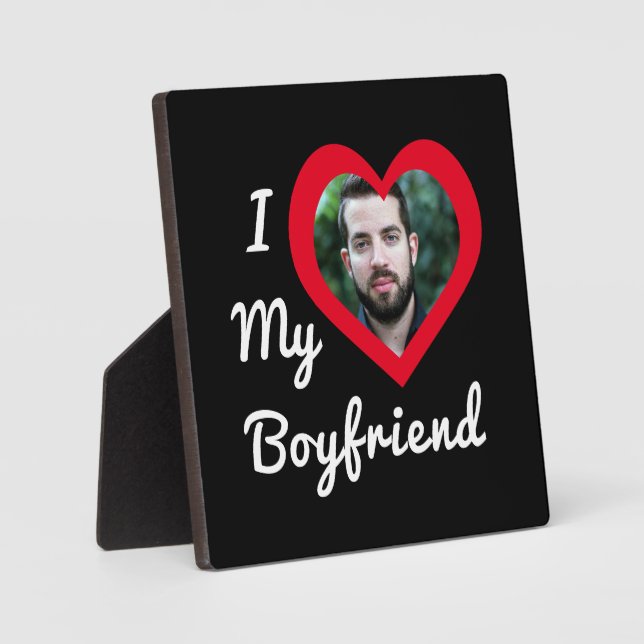 I Love My Boyfriend Bae Personalized Custom Photo Plaque (Front)
