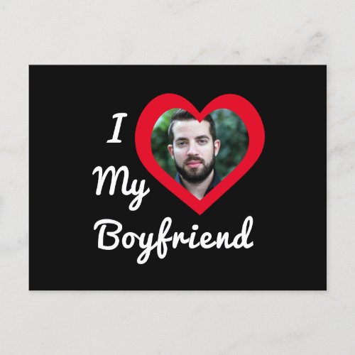I Love My Boyfriend Bae Personalized Custom Photo Postcard
