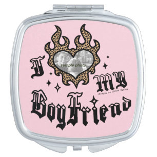 I Love My Boyfriend - Cheetah - DingusDesign Compact Mirror