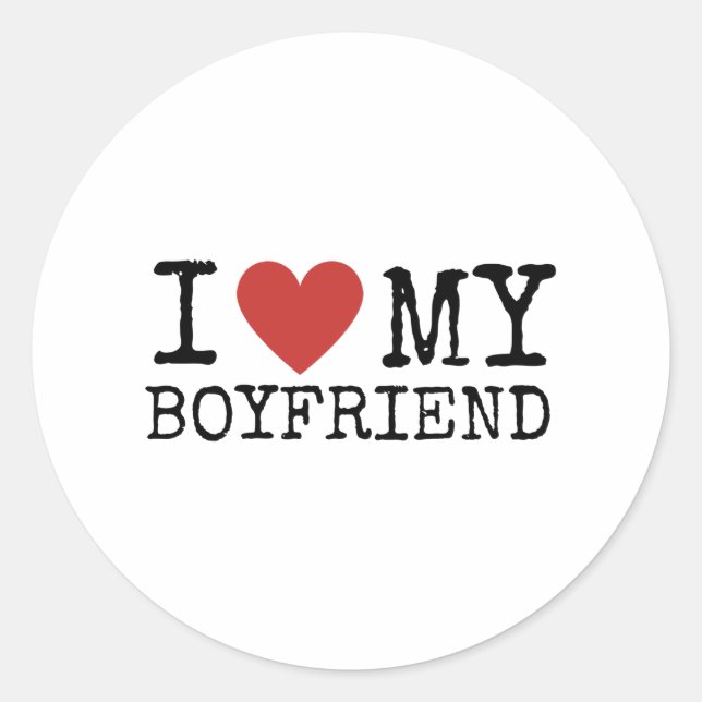 I Love My Boyfriend Classic Round Sticker (Front)