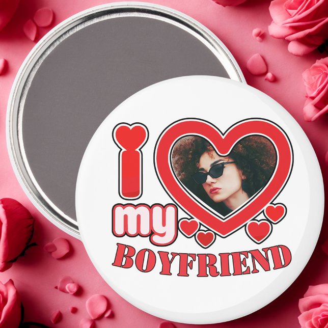 I Love My Boyfriend Custom Heart Photo Magnet (Creator Uploaded)