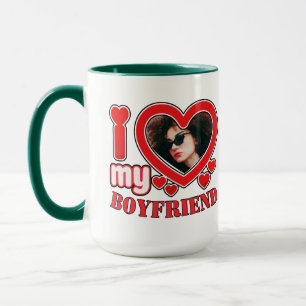 I Love My Boyfriend Custom Heart Photo Mug