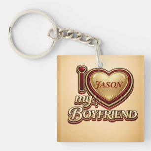 I Love My Boyfriend Custom Keychain