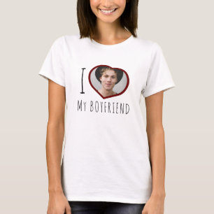 I love my boyfriend custom photo heart T-Shirt