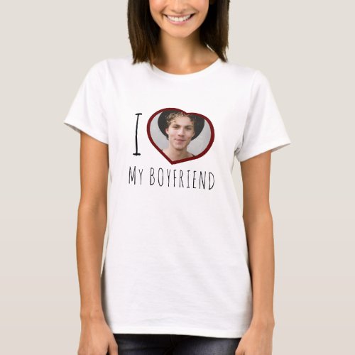 I love my boyfriend custom photo heart T_Shirt