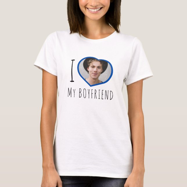 I love my boyfriend custom photo heart T-Shirt (Front)
