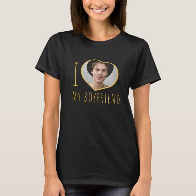 I love my boyfriend custom photo heart T-Shirt (Front)