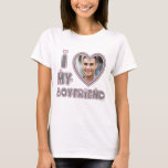 I Love My Boyfriend Custom Photo T-Shirt<br><div class="desc">Girly-Girl-Graphics at Zazzle: I Love My Boyfriend Custom Photo T-Shirt - Sophisticatedly simple, uniquely trendy, and stylishly modern, this elegantly chic silver gray and pastel pink heart and typeface font typography lettering design to personalize with your amazing photo makes a perfectly beautiful Valentine's Day, birthday, graduation, Christmas, or any day...</div>