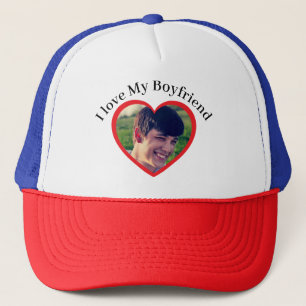 I Love My Boyfriend Custom Photo & Text  Trucker Hat