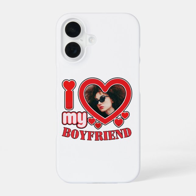 I Love My Boyfriend Custom Text And Photo iPhone Case (Back)