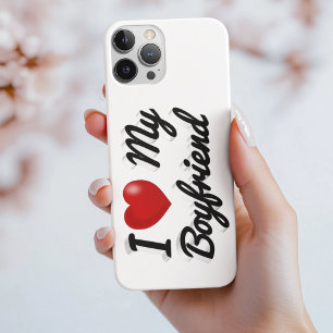 I Love My Boyfriend cute black text iPhone Case