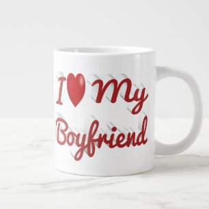 I Love My Boyfriend cute red text Giant Coffee Mug