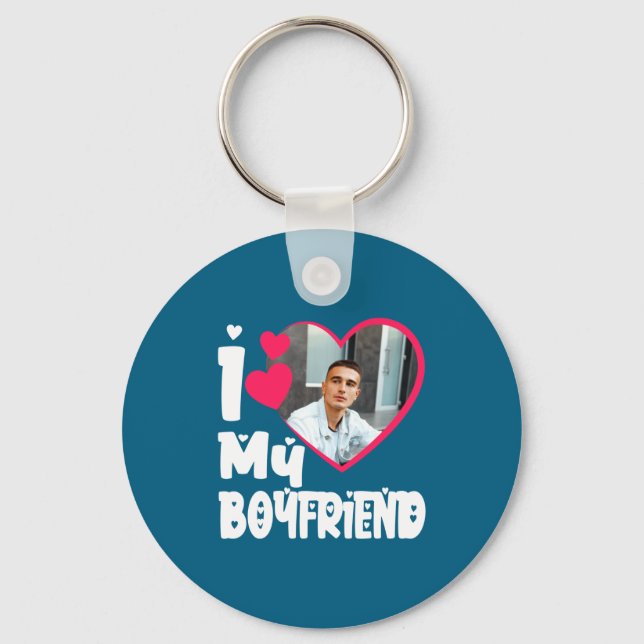 I Love My Boyfriend D Photo  Keychain (Front)