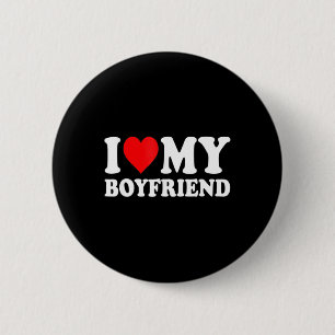 I Love My Boyfriend Fun Valentine Red Heart Love  Button