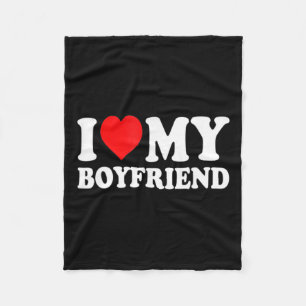 I Love My Boyfriend Fun Valentine Red Heart Love Fleece Blanket