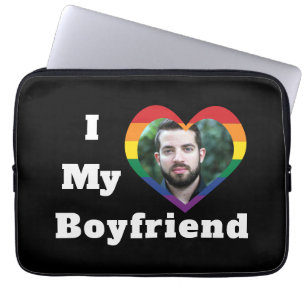 I Love My Boyfriend Gay Pride LGBTQ Custom Photo Laptop Sleeve