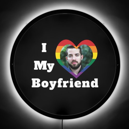 I Love My Boyfriend Gay Pride LGBTQ Custom Photo LED Sign