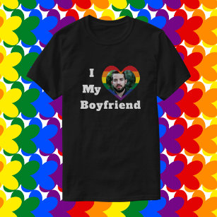 I Love My Boyfriend Gay Pride LGBTQ Custom Photo T-Shirt