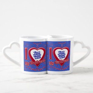 I Love My Boyfriend Girlfriend Photo Red Hearts De Coffee Mug Set